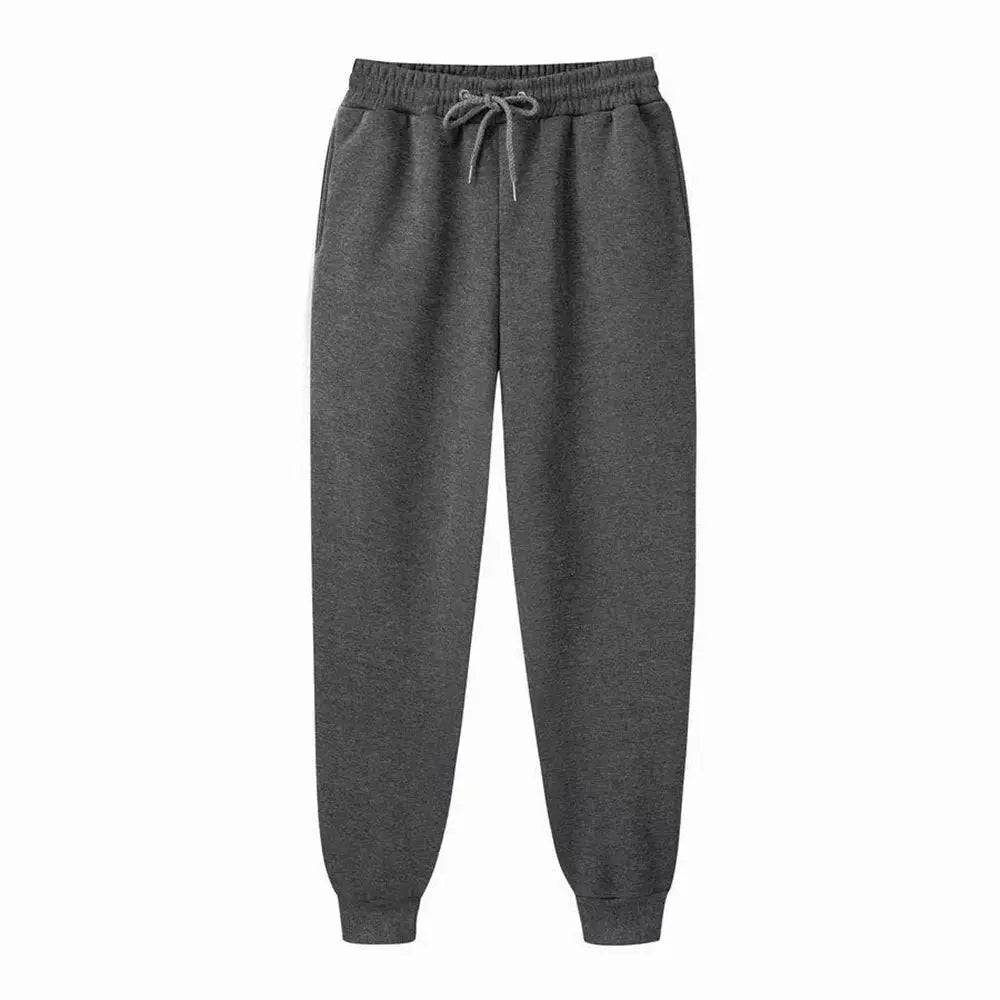 Men's fleece jogger sweatpants by Simples Market, dark gray solid with drawstring