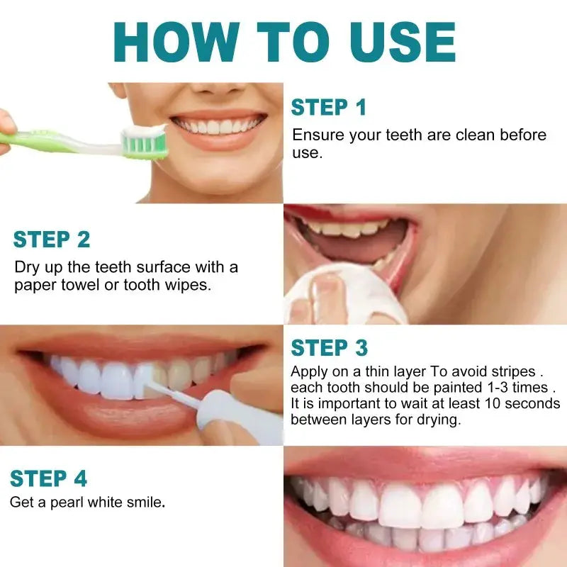 Teeth White Paint by Simples Market - step-by-step whitening guide with toothbrush