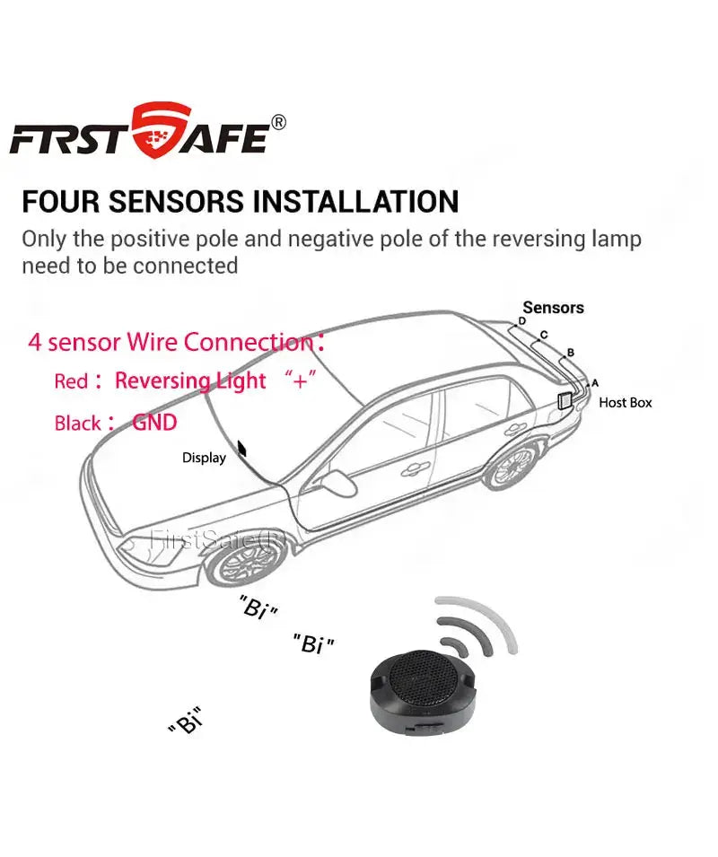 4-sensor parking sensor kit by Simples Market, 12V flat-probe with buzzer
