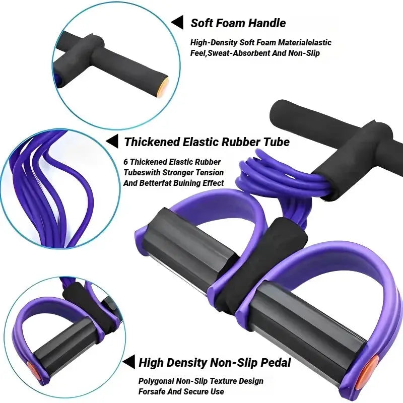 Four Tube Pedal Tensioner Home Fitness Equipment For Yoga Abdominal Strengthening With Elastic Band Tension Rope