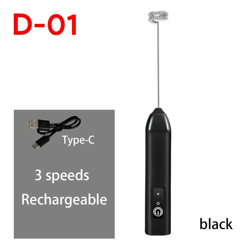 Wireless Electric Milk Frother And Egg Beater Type C Charging 3 Speeds Mini Handheld Foam Maker For Coffee