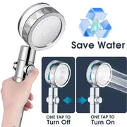 Simples Market chrome high-pressure handheld shower head with filter and one-click stop, water-saving spray.