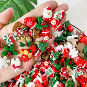 50 Pcs Resin Xmas Flatbacks Santa Snowman Snowflake Holly Tree Mixed Cabochons for Scrapbooking DIY Crafts Hair Jewelry