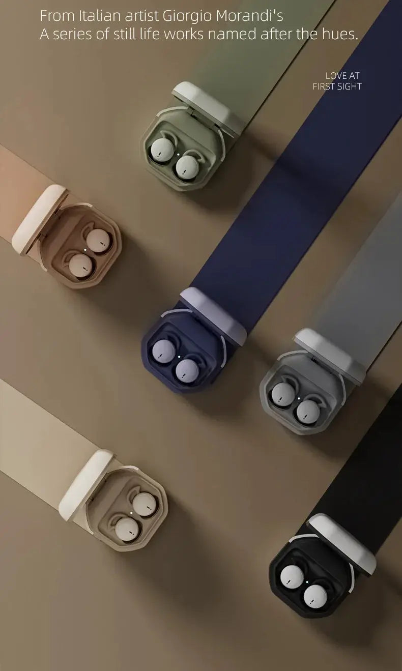 Bluetooth Earbuds in six color charging case variants