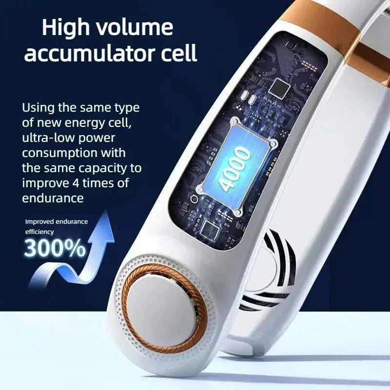 JKUOO portable neck fan by Simples Market, bladeless hands-free personal USB-rechargeable with 4000mAh battery