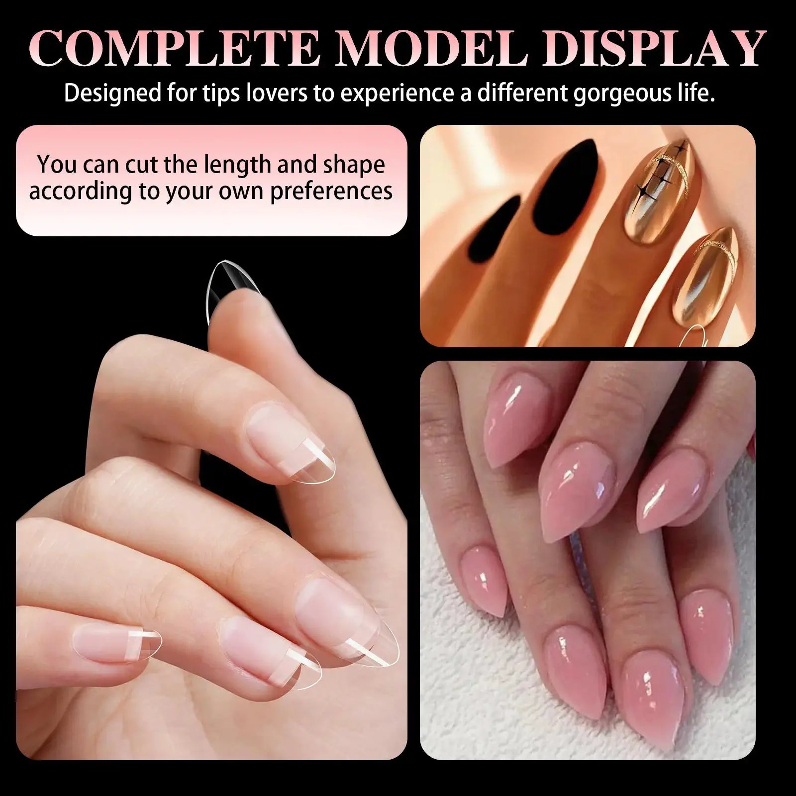 GlamNail 600Pcs Ultra Short French Press On Acrylic Nails Almond Square Traceless Finish Salon Quality At Home