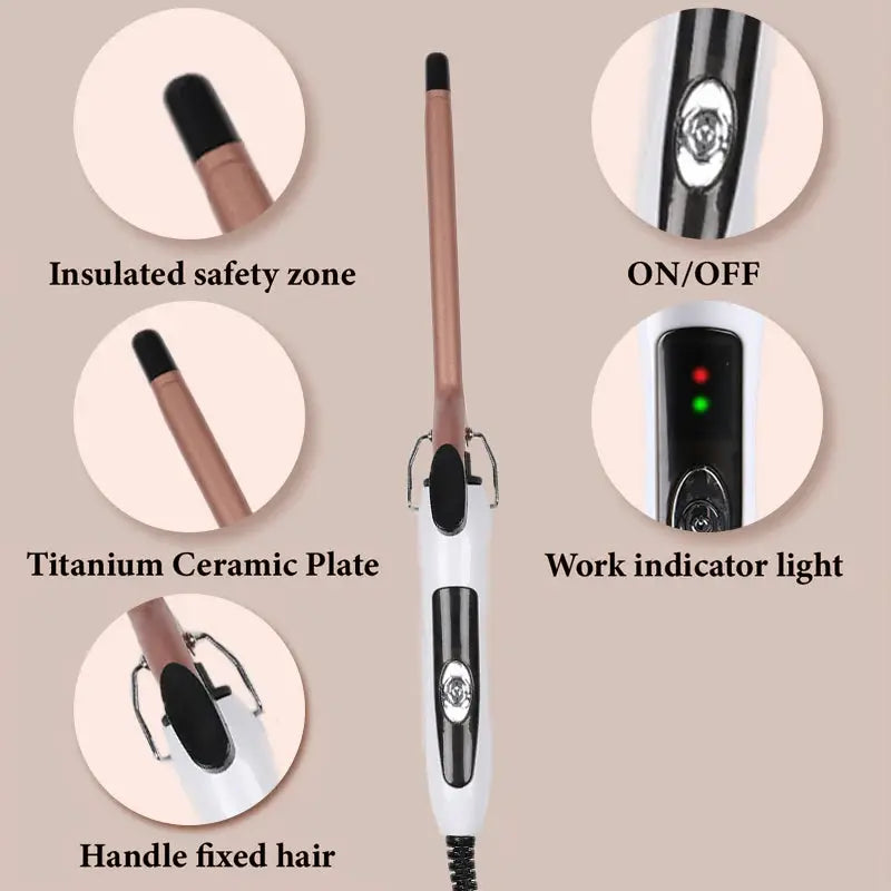 Simples Market Euro-standard curling iron, 0.51-inch ultra-fine barrel, rose-gold with titanium ceramic plate