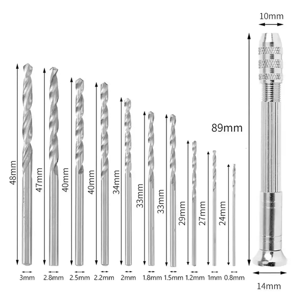 Mini Hand Drill 0.8 To 3.0mm Pin Vice For Watchmaker Precision Woodworking And Watch Repair Tools