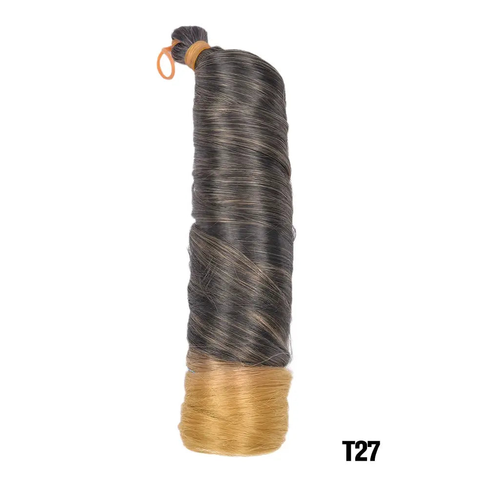 French Curls Braiding Hair 24in Synthetic Spiral Curls bundle in black with caramel ends