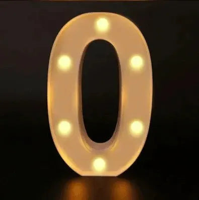 LED numeral zero lamp with warm white bulbs, decorative night light.
