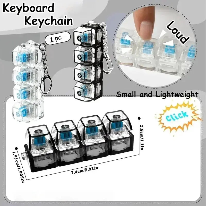 Keychain LED Lights Stress Relief Keyboard Toy For Office Desk Portable Anxiety Management Gift For Professionals