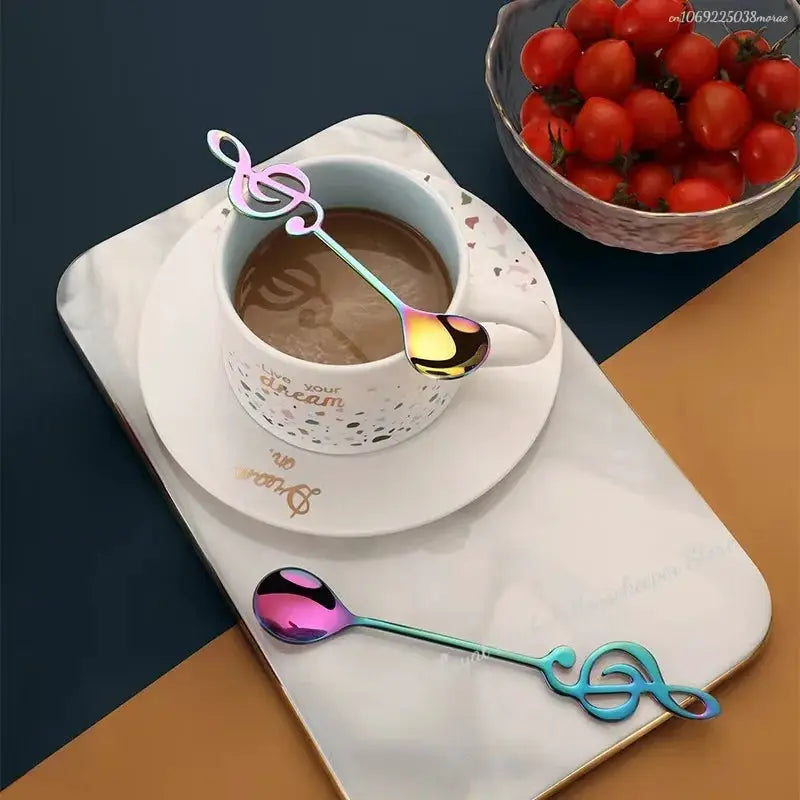 Stainless Steel Musical Note Spoon Coffee Ice Cream Desserts Teaspoon Creative Kitchen Accessory Dining Decor