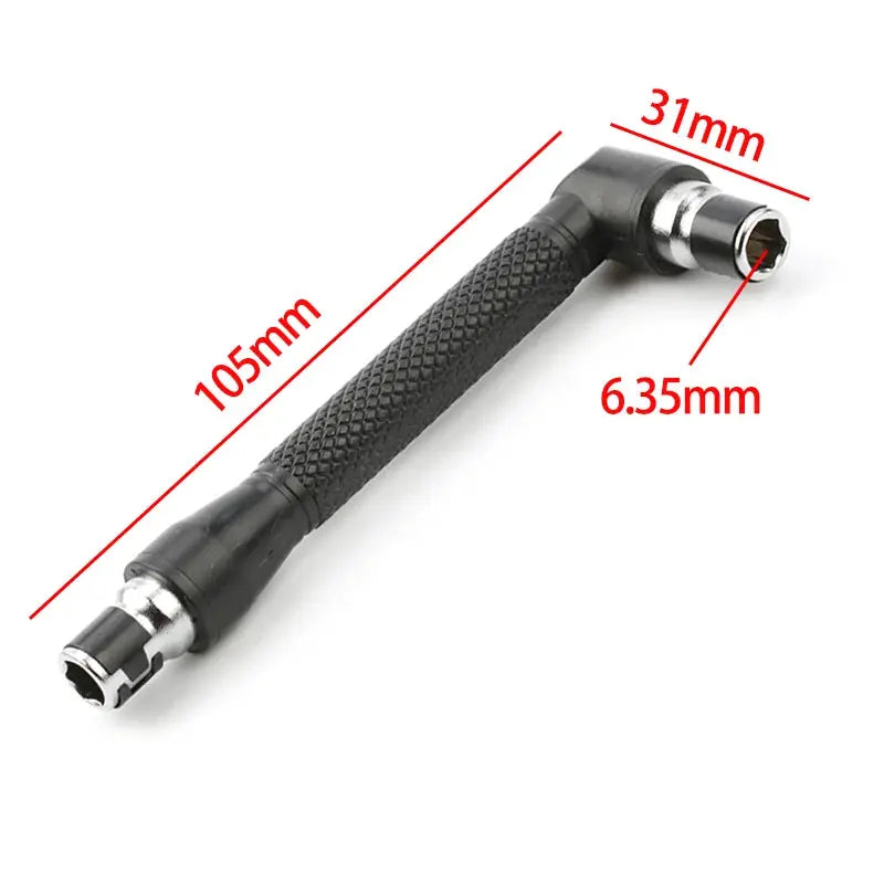 L Type 90 Degree One Quarter Inch Hex Bit Driver With Double End Handle 6.35mm Wrench Tool Chrome Vanadium Black Finish
