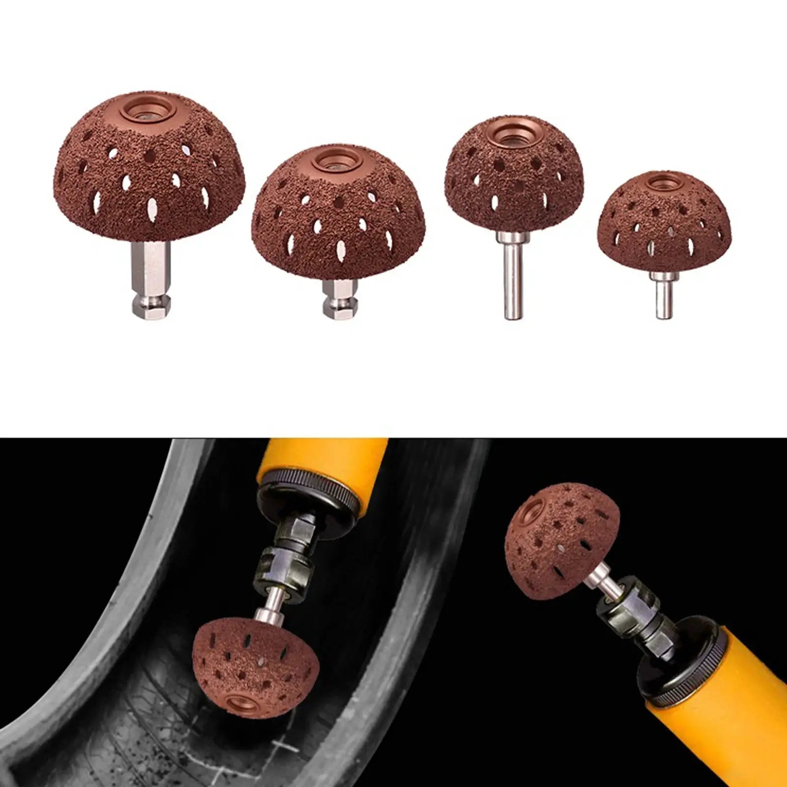 Simples Market tire grinding head set with 4 brown tungsten-steel hemispherical grinding heads