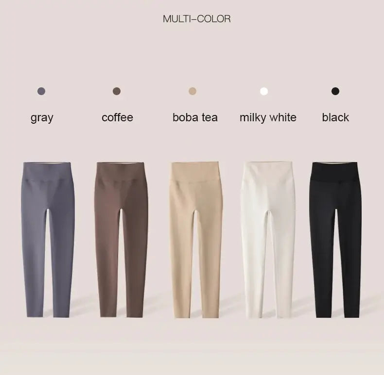 Leggings by Simples Market: BIVIGAOS fleece-lined high-waist sharkskin leggings, five-color set for women