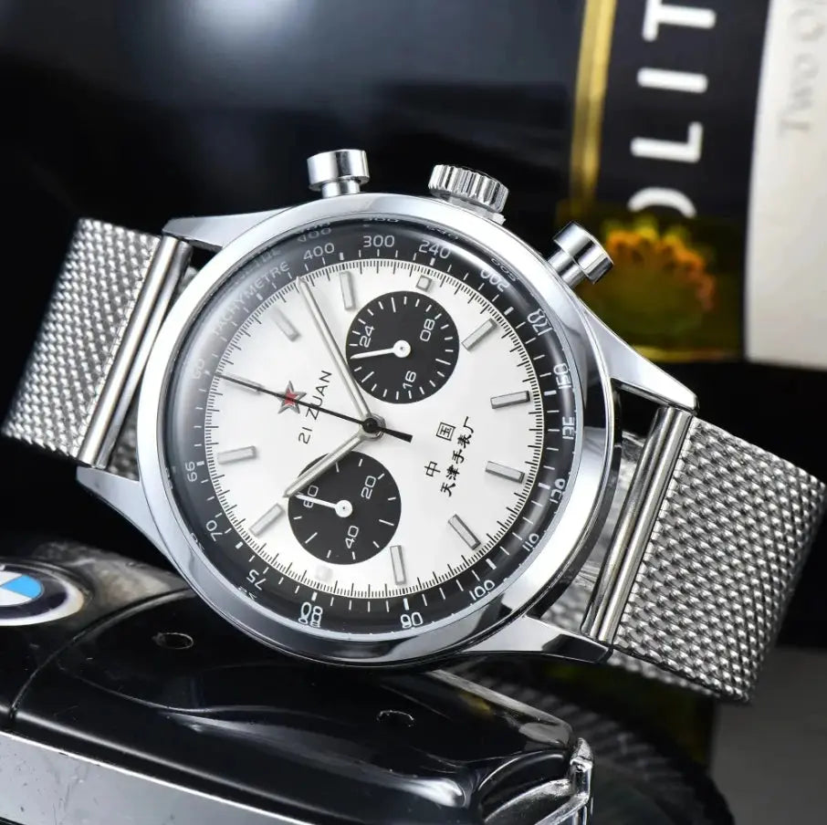 Aviator Time 1963 Pilot Automatic Watch 42mm Vintage Military Style Waterproof Chronograph