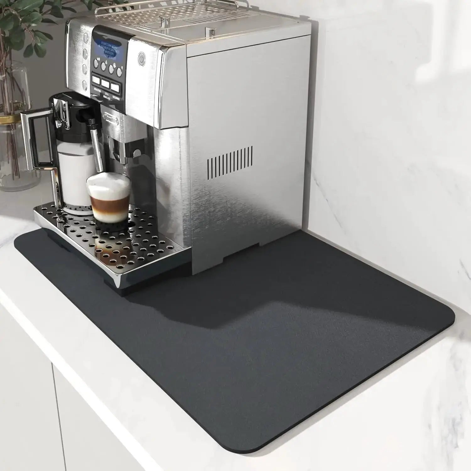 Coffee Machine Mat With Rubber Backing Water Absorbent Dish Drying Pad For Kitchen Worktop Drainage And Home Decor