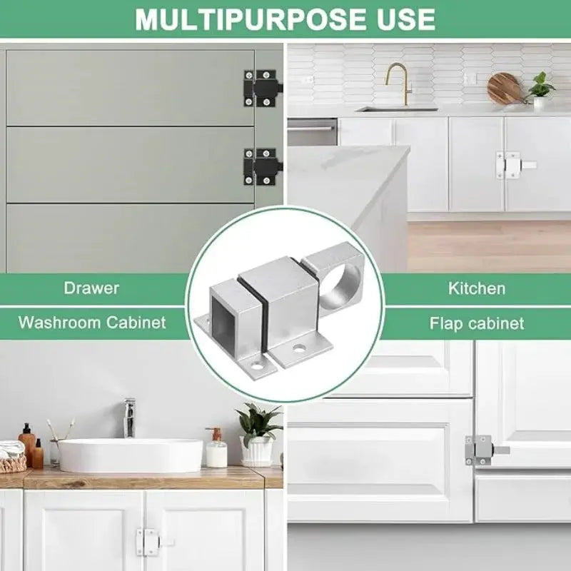 Automatic aluminum alloy spring latch by Simples Market; self-closing barrel bolt for doors and cabinets