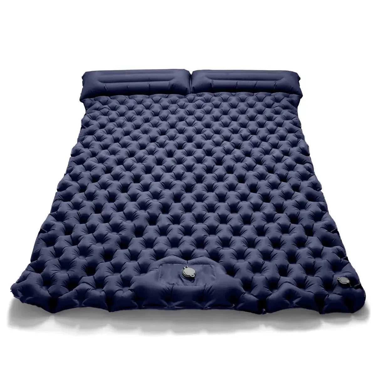 Simples Market navy blue double inflatable air mattress with built-in pump, tufted surface for outdoor camping