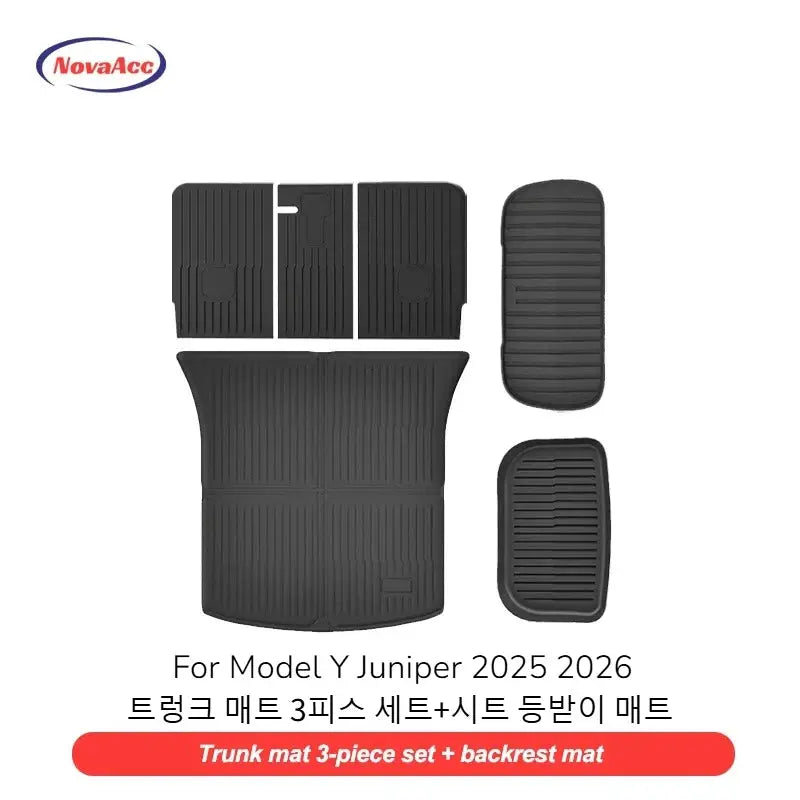 NovaAcc floor and trunk mats set for Tesla Model Y Juniper 2025–2026, black TPE all-weather by Simples Market