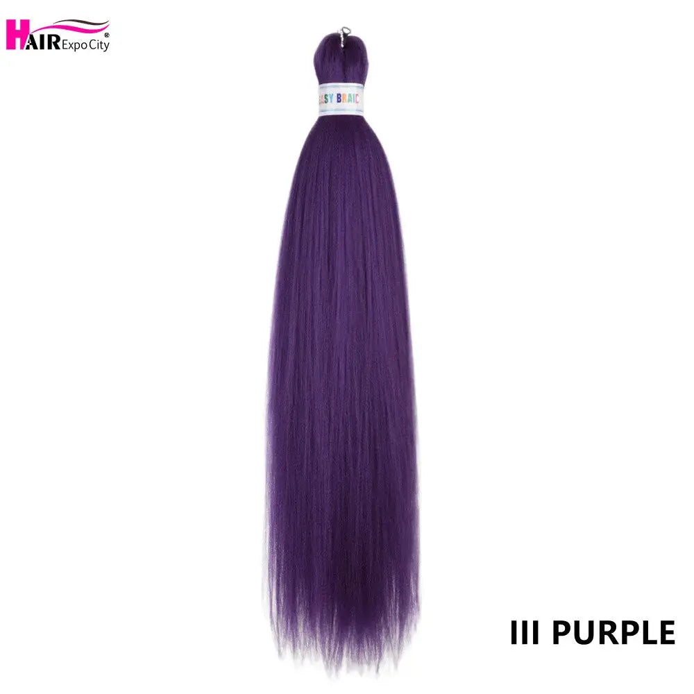 Easy Braids 26in synthetic jumbo braids hair extensions, purple ombre, pre-stretched; Simples Market.