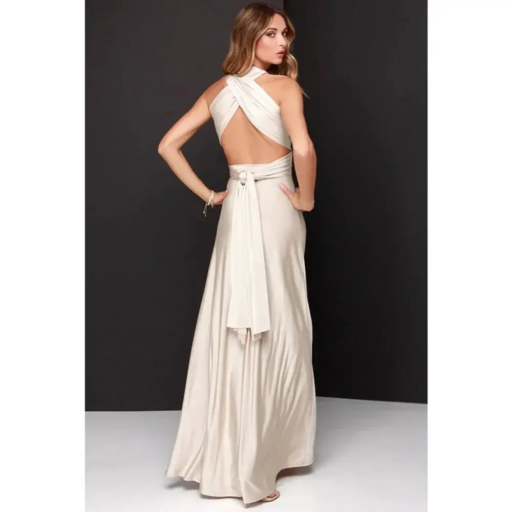 Fashion Multiwear V Neck Maxi Dress With Adjustable Straps For Summer Versatile Long Dress