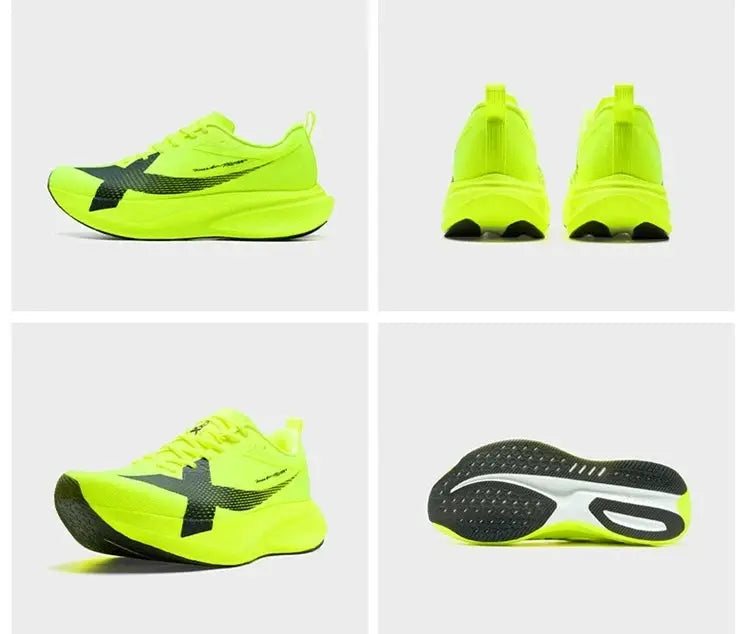 XTEP 2000km PRO men's running sneakers neon yellow with black logo, lightweight sport shoes