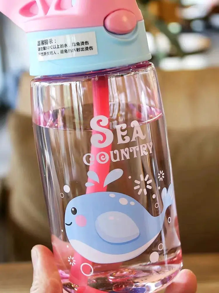 480ml Kids Sippy Cup Cartoon Baby Feeding Cup With Straws Leakproof Water Bottle Outdoor Portable Duckbill Straw Cups