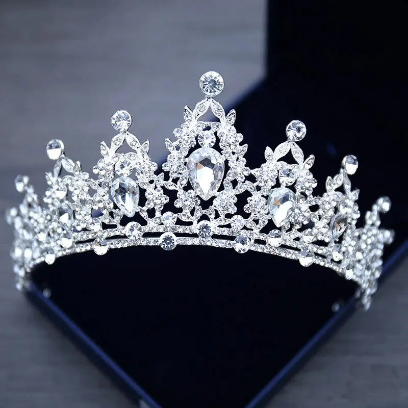 Crystal Wedding Tiara For Bride Silver Color Bridal Crown Diadem Veil Tiaras Hair Accessories Head Jewelry