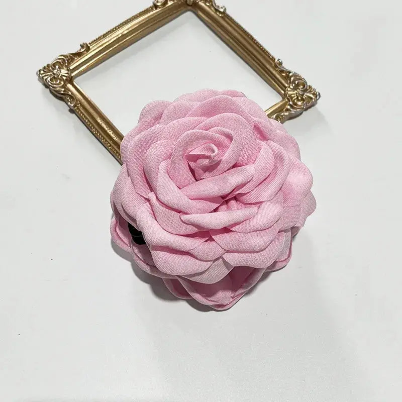 Maison Rose French Fabric Rose Hair Claw Clips Durable Plastic With Delicate Floral Pattern For Women And Girls