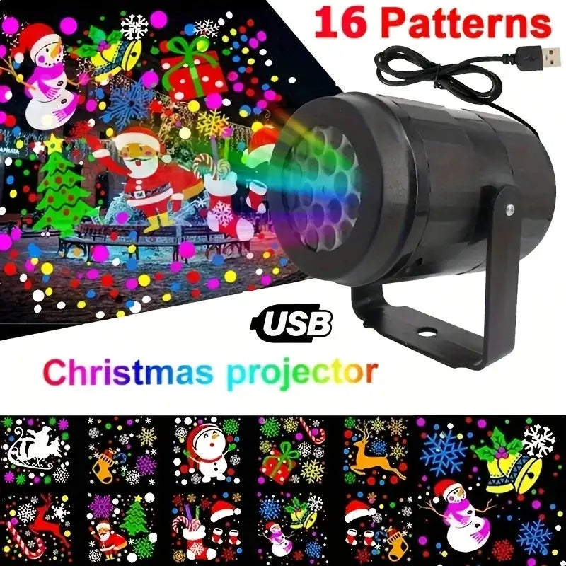 Snowflake Christmas Laser Projector Light With 16 Patterns Waterproof Rotating LED Stage Lights For Indoor Outdoor Decor