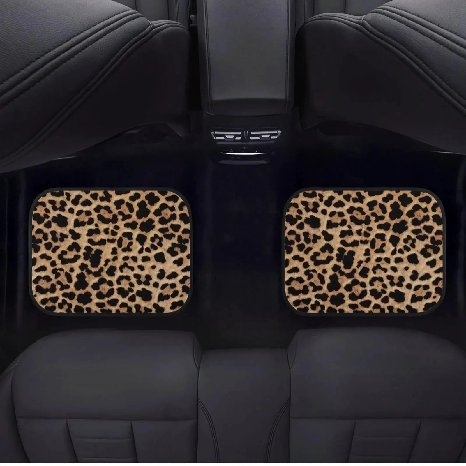 Leopard print all-weather car floor mats set for front and rear, universal size, 2 mats, Simples Market