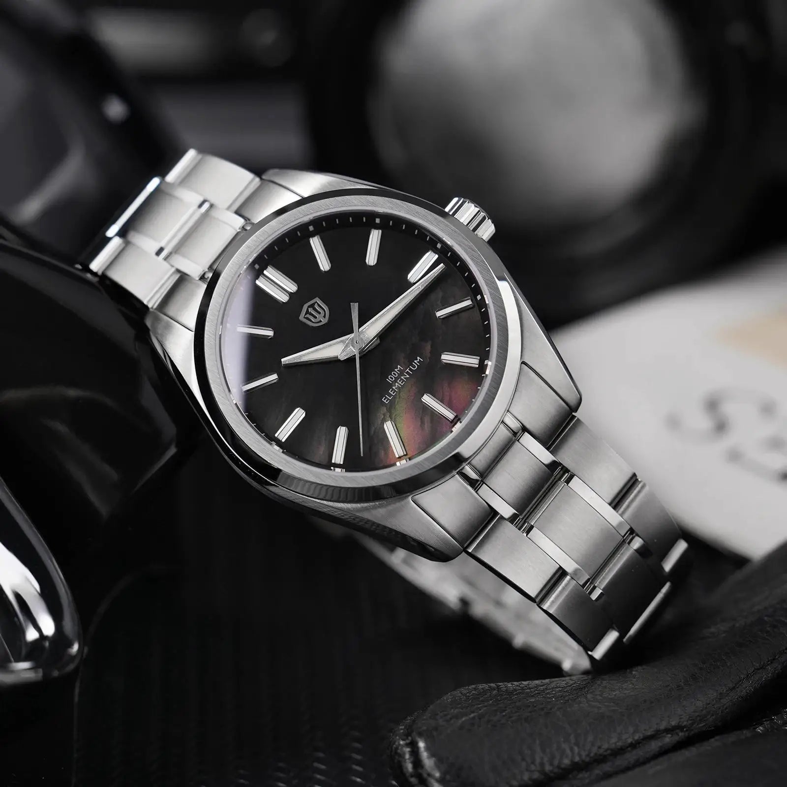 Watch: Simples Market WD0003C stainless steel wristwatch with black dial, 38mm case, 100m water resistant