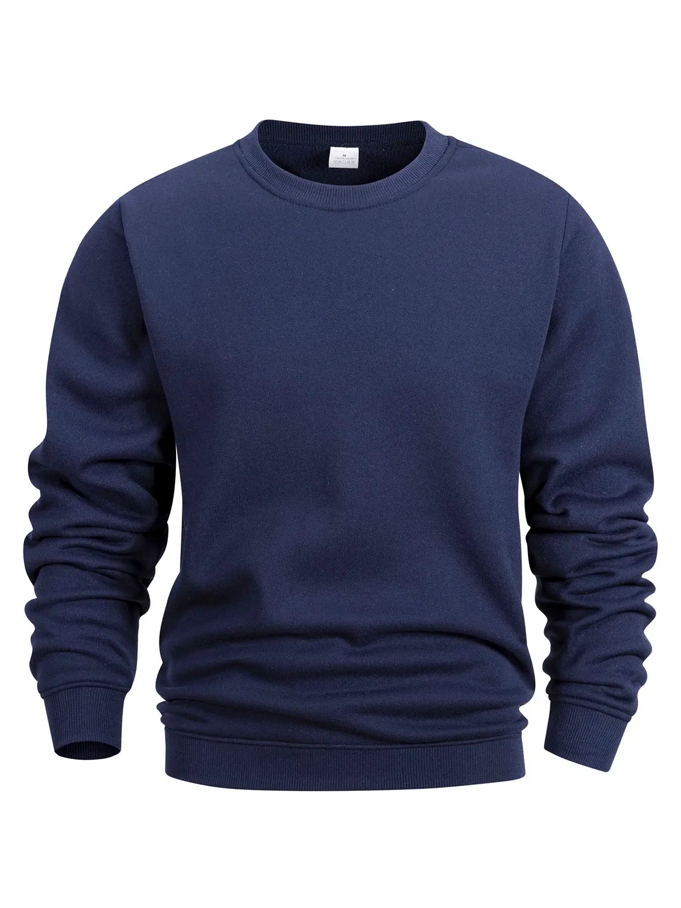 Mens Crew Neck Sweatshirt Solid Color Long Sleeve Pullover Hoodie For Spring Outdoor Casual Daily Sportswear