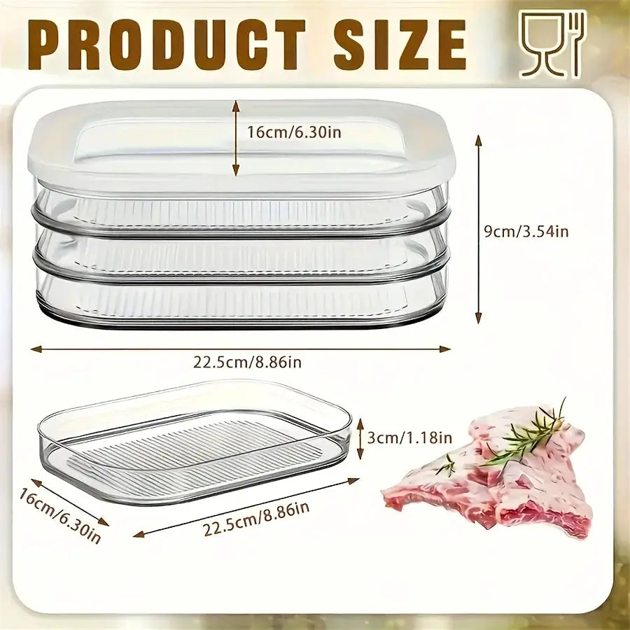 Stackable Meat Storage Container for Fridge with Clear Lid for Deli Meat Bacon Cheese and Meal Prep