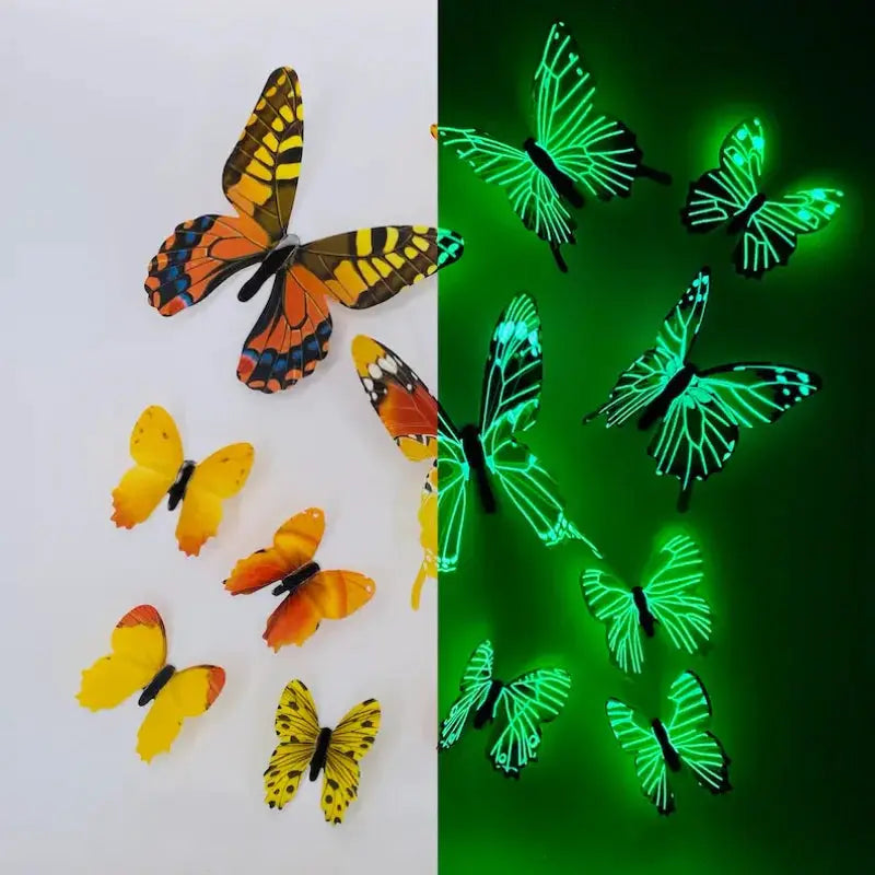 12 Pieces 3D Luminous Butterfly Wall Stickers Set For DIY Decor Modern Wall Art Home Gift