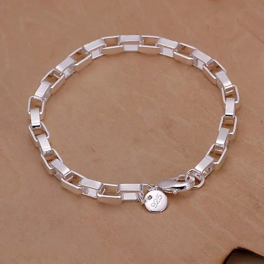 925 Sterling Silver Fine Chain Bracelet For Women And Men With Charms Wedding Gift Fashion Jewelry