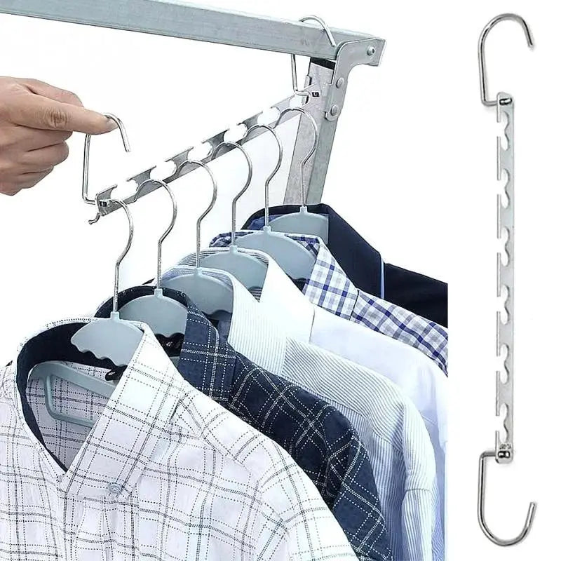 1 to 3 Pieces 37cm Multifunctional Space Saving Metal Hangers With Magic Hook Six Hole Wardrobe Organizer