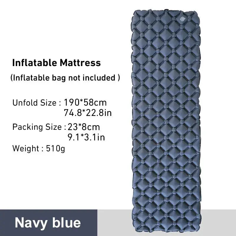 WESTTUNE camping inflatable sleeping pad; navy blue ultralight air mattress for travel and hiking