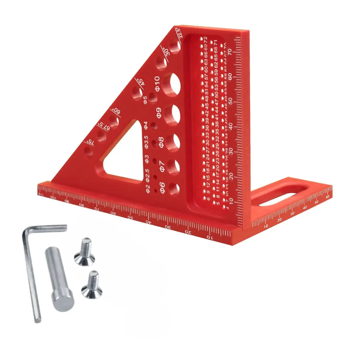 Precision Carpenter Square And Hole Scribing Ruler 22.5 To 75 Degrees Measuring Tool With Angle Pin Plastic