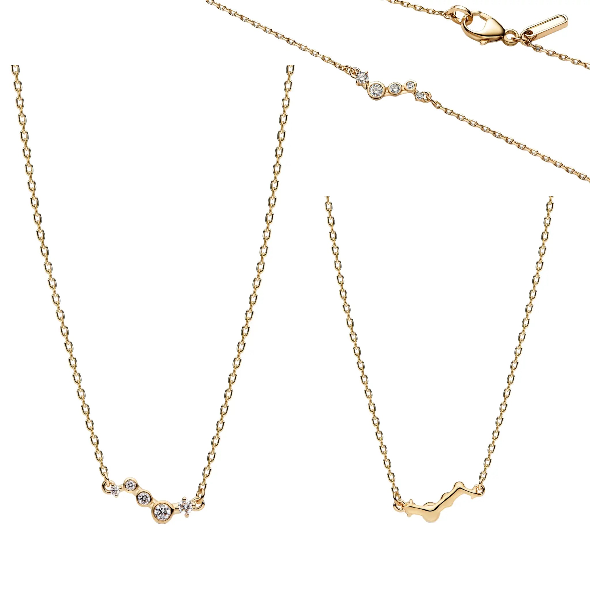Gold-tone chain jewelry set with crystal-studded pendant and matching bracelet, Simples Market