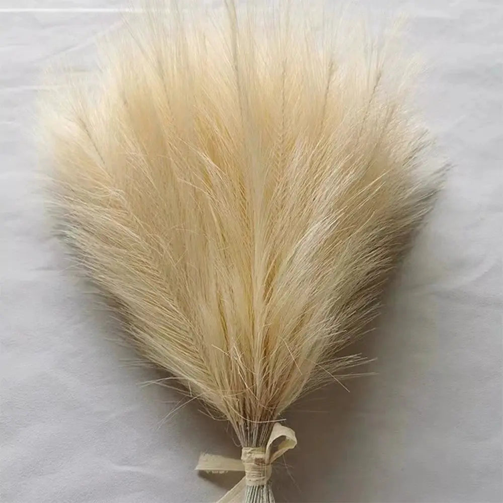 Pampas grass bouquet, fluffy beige artificial reed for boho wedding/home decor, 42cm.