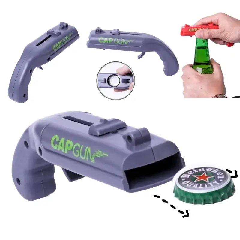 Cap Gun Beer Bottle Opener And Cap Launcher Portable Bar Tool For Parties And Gatherings Kitchen Accessory