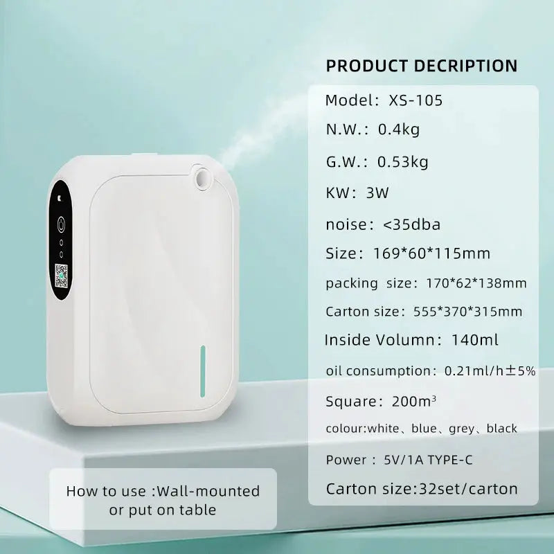 Coverage 200m³ Aroma Diffuser Machine Bluetooth APP Control Fragrance Diffuser Wall Mounted Smell Distributor For Home Fragrance