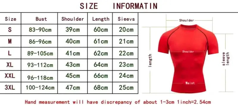 Men's red short-sleeve compression shirt for gym, quick-dry fabric and sun protection