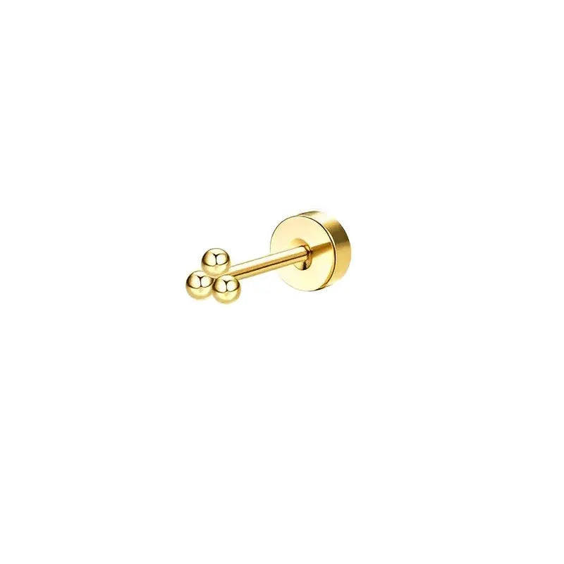 Bobisty 1pc Surgical Stainless Steel Earrings Dainty Flat Back Stud Hoop Cartilage For Sensitive Ears Women