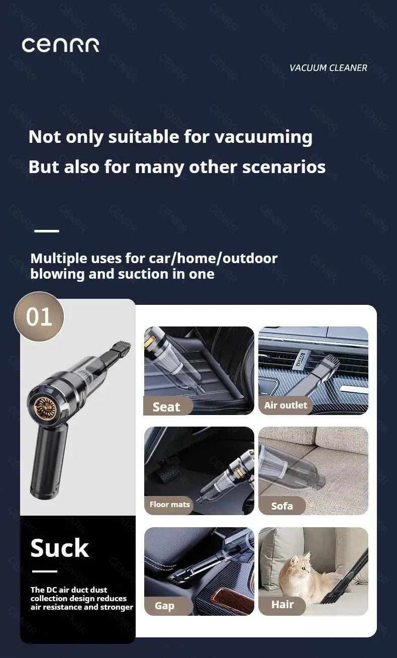 CENRR car vacuum cleaner, portable handheld wireless device, black by Simples Market