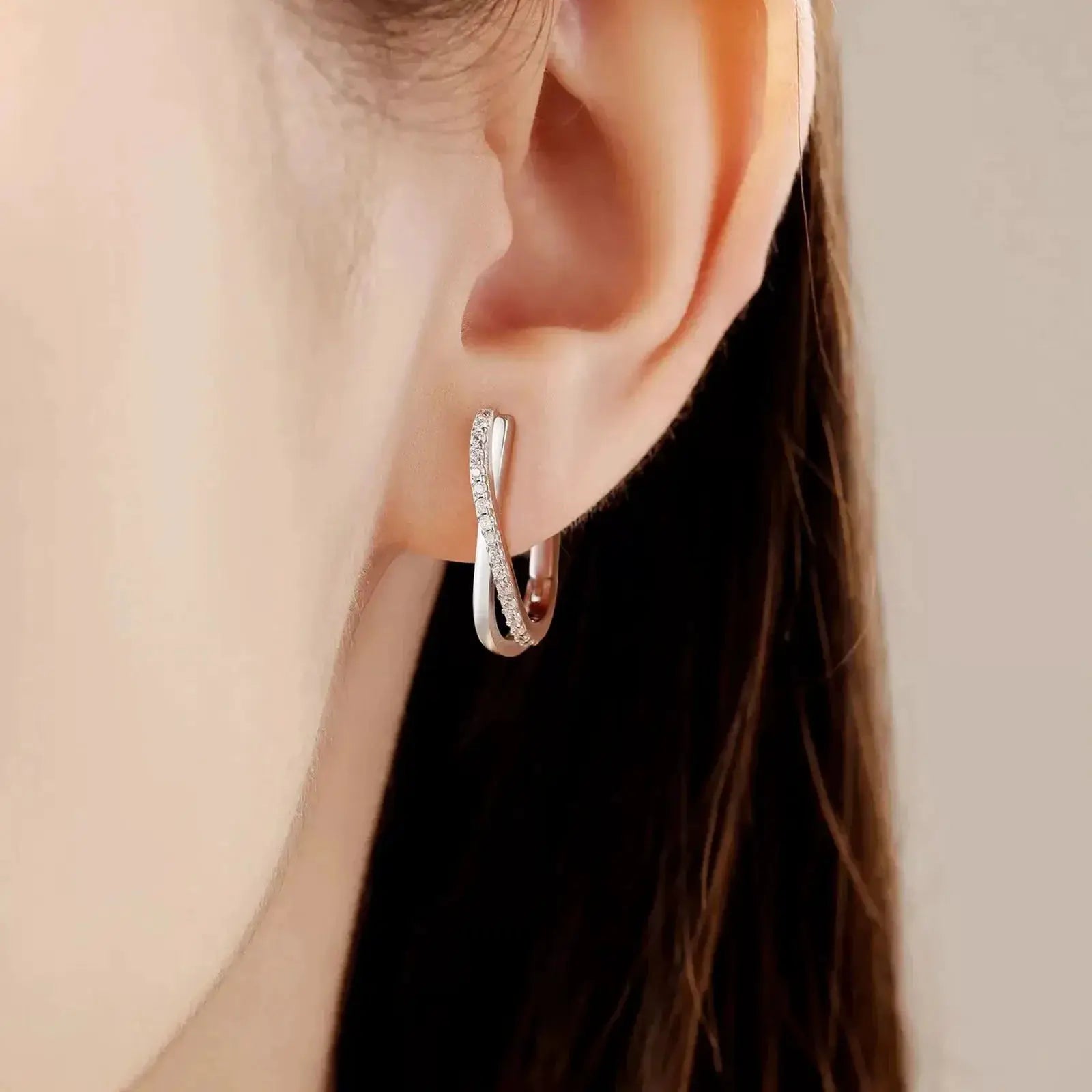 Star Twisted Line Hoop Earrings For Women Zircon Fine Jewelry Gift For Birthday Party