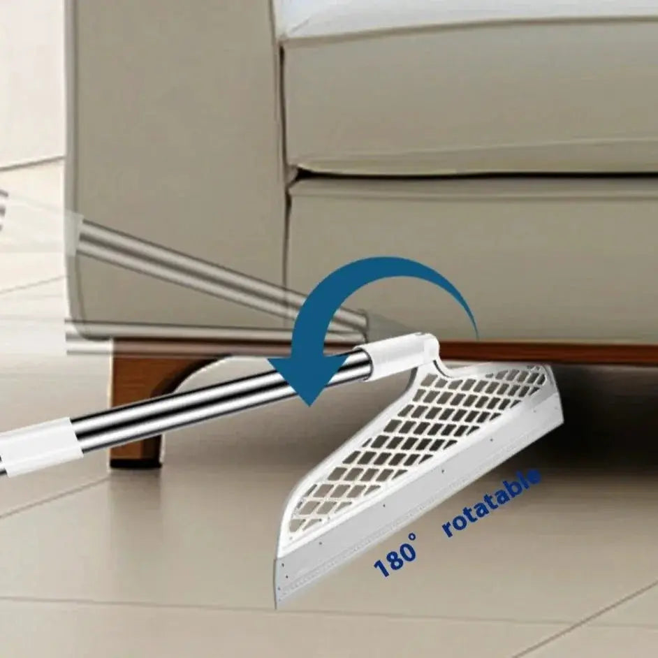 Simples Market silicone scraper broom with 180° rotatable white squeegee head for bathroom floors and windows