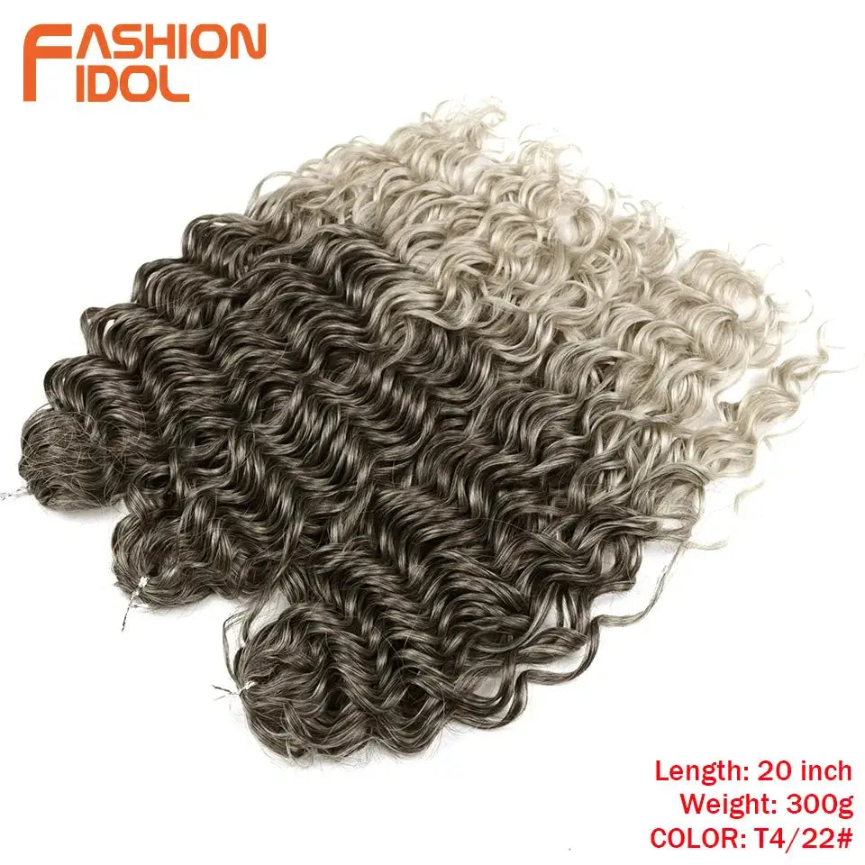 Jessica Hair Deep Wavy Twist Crochet Hair, 20in, gradient T4/22 color, synthetic high-temperature fiber, Fashion Idol